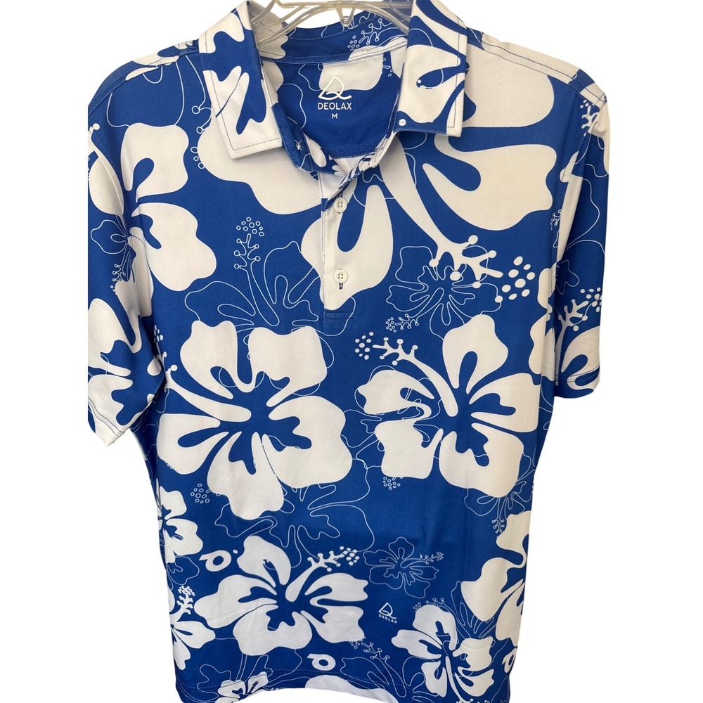 Men Deolax hibiscus print polo performance golf shirt style and athletic ‎ M